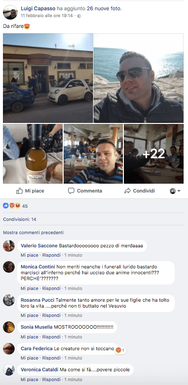 Foto dal profilo Facebook di Luigi Capasso, il carabiniere