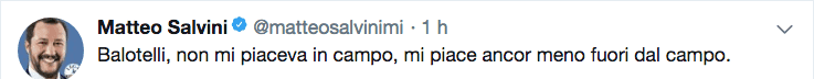Il tweet di Matteo Salvini contro Balotelli