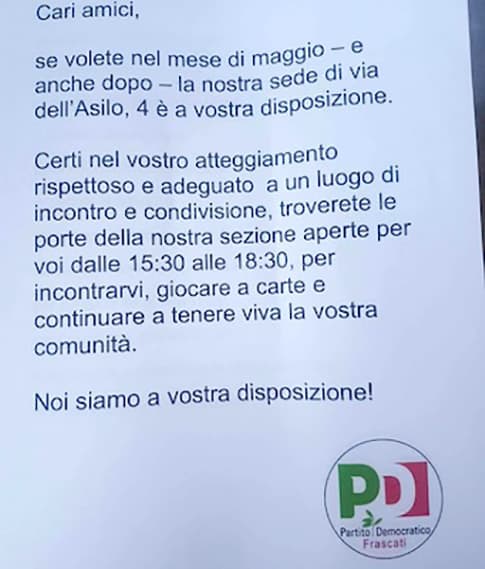 Il PD accoglierà gli anziani bestemmiatori