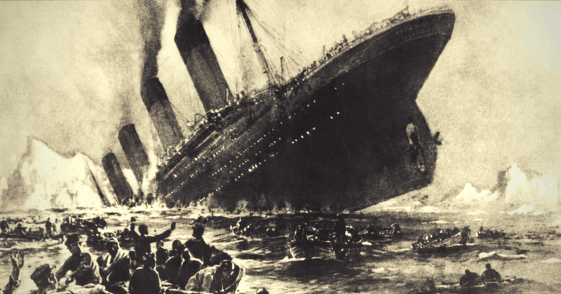 Illustrazione d'epoca dell'affondo del Titanic