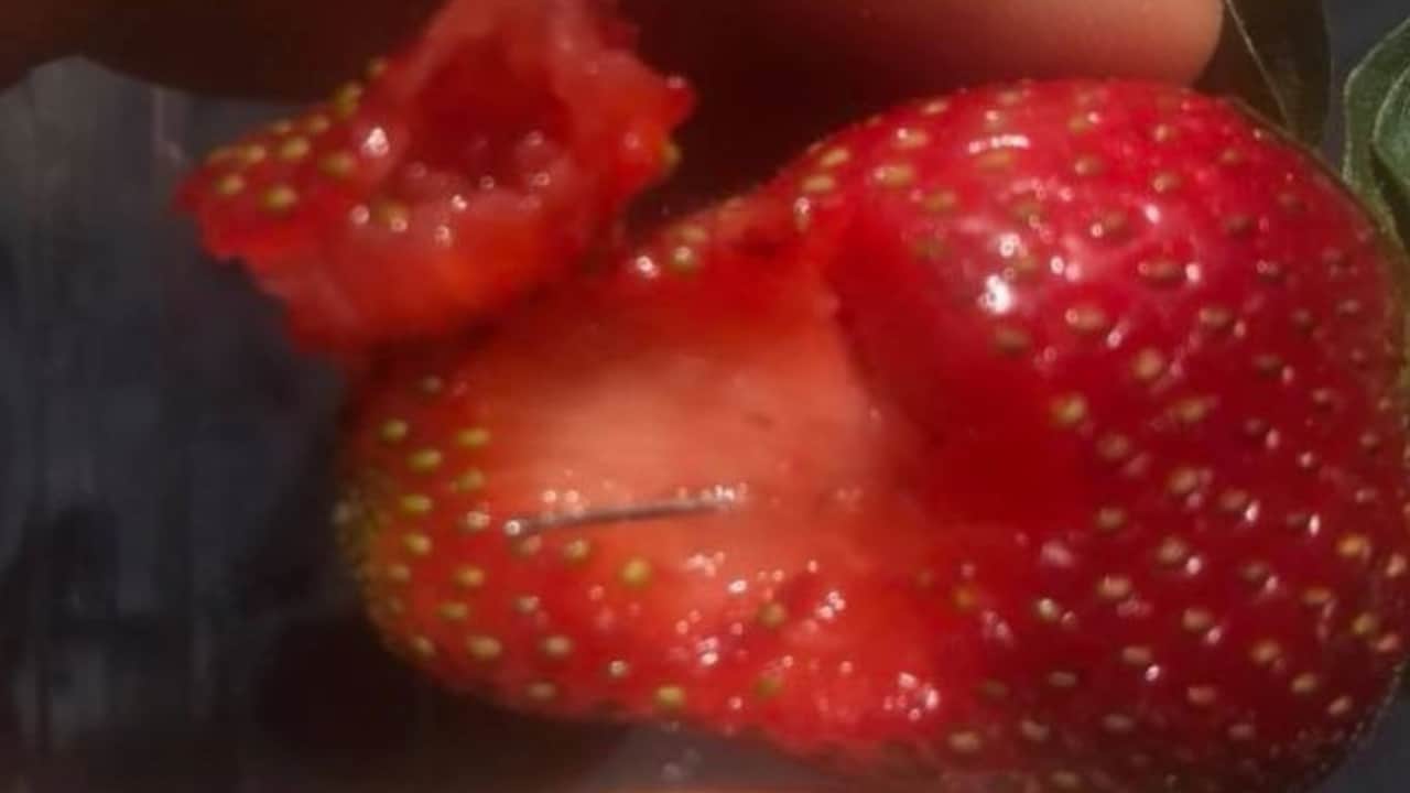 fragola con ago dentro