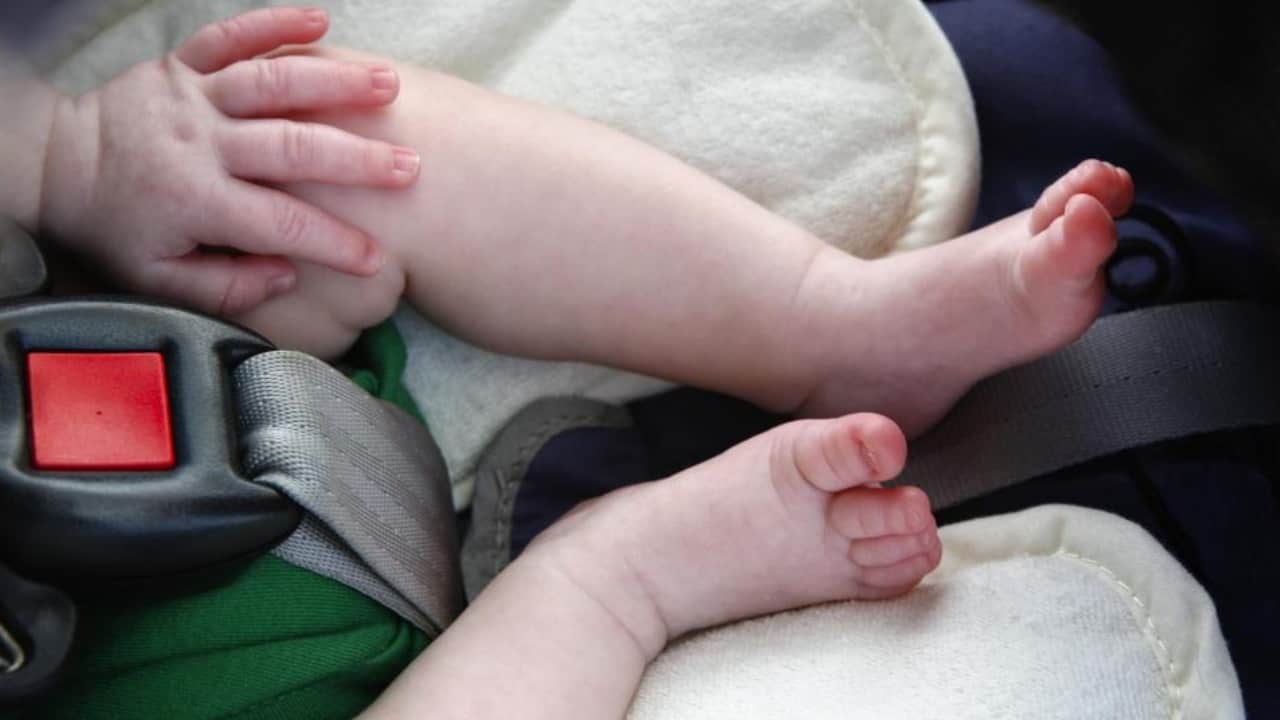 Neonato su seggiolino