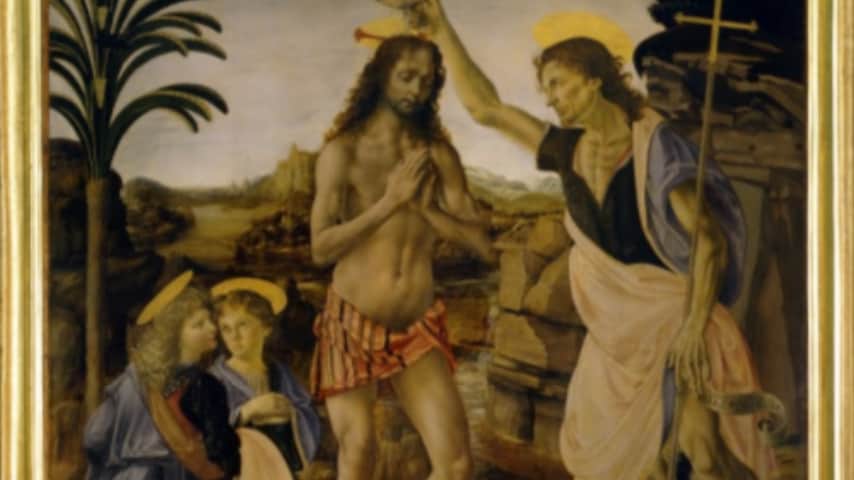 Battesimo del Cristo di Leonardo da Vinci. Immagine: Google Arts & Culture