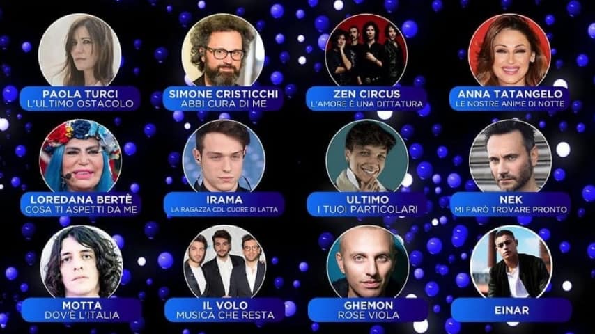I primi 12 nomi di Sanremo 2019