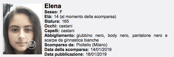 Elena, scomparsa nel nulla a 14 anni, genitori minacciati: "Se la cerchi ti uccido"