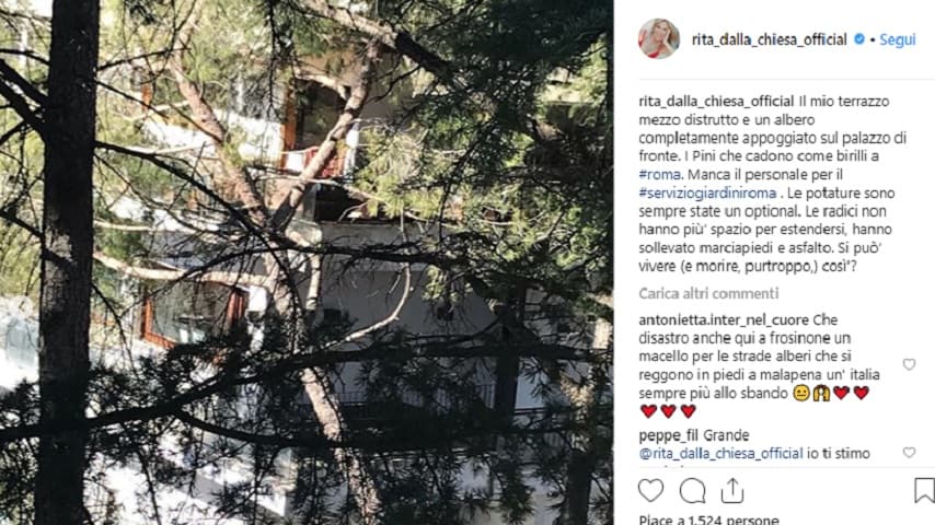 Rita Dalla Chiesa Instagram foto Terrazzo