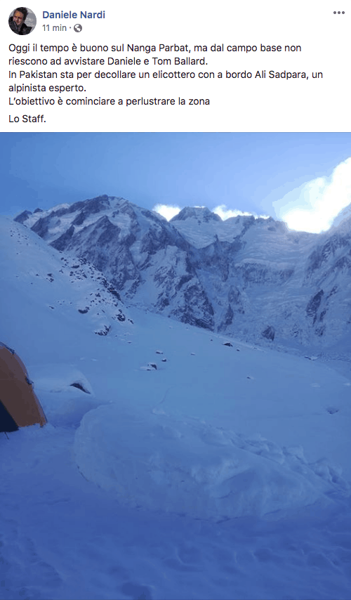Nessuna notizia di Daniele Nardi: stava scalando il Nanga Parbat