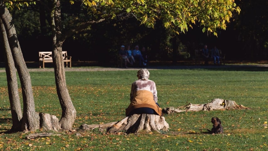 anziana al parco