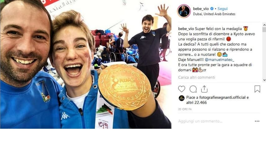 Manuel Bortuzzo: la dedica di Bebe Vio