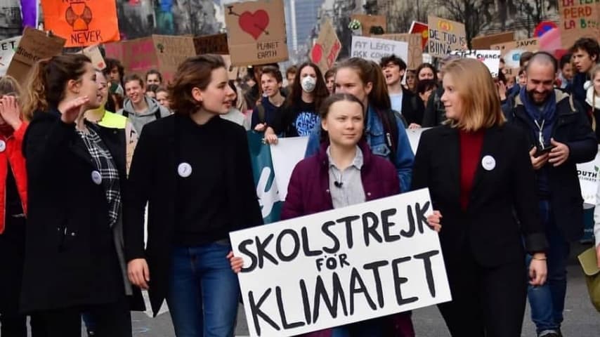 Greta Thunberg guida la protesta a Bruxelles (Foto Instagram) 