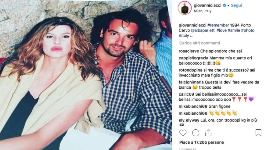 La foto che immortala i giovanissimi Giovanni Ciacci, 23 anni, e Alba Parietti, 33 anni. Fonte: Giovanni Ciacci/Instagram