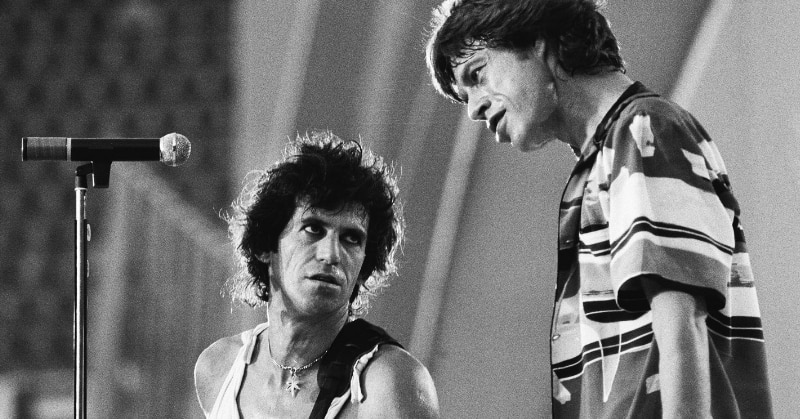 Il chitarrista Keith Richards e Mick Jagger in concerto