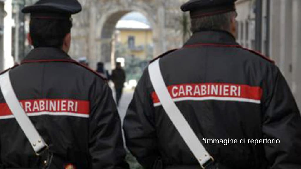 due carabinieri camminano di spalle in uniforme