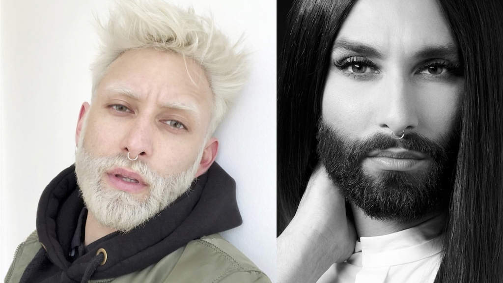 Conchita Wurst in due foto con look diversi