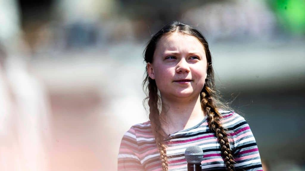 Greta Thunberg in primo piano