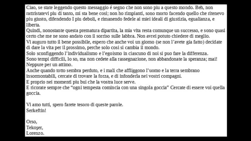 Le ultime parole di Lorenzo Orsetti