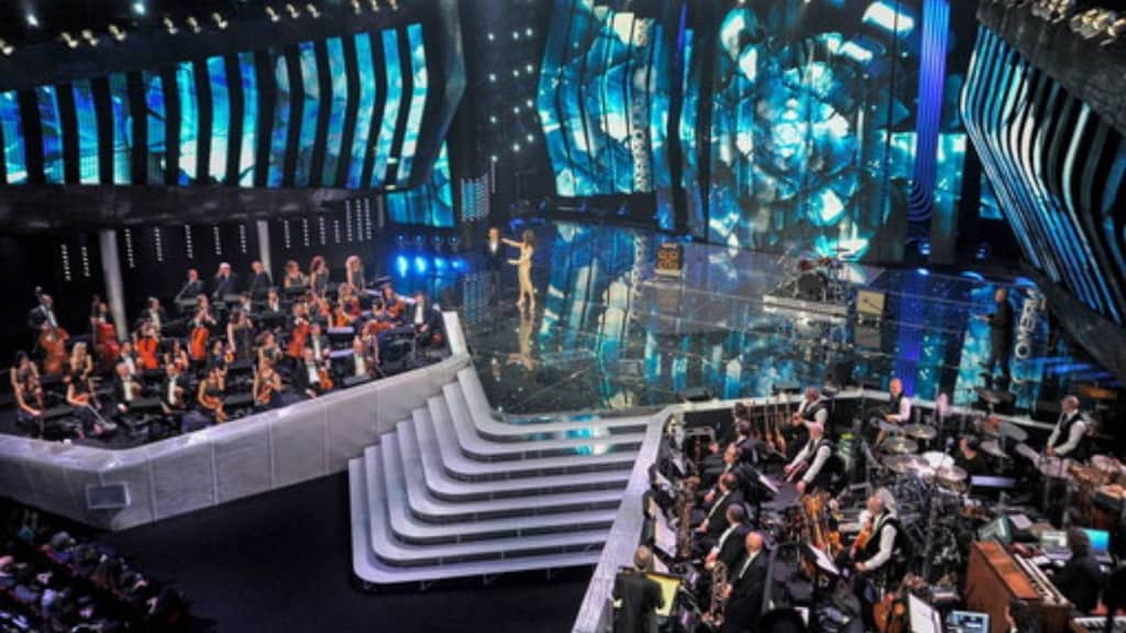 Palco del Festival di Sanremo inquadrato dall'alto