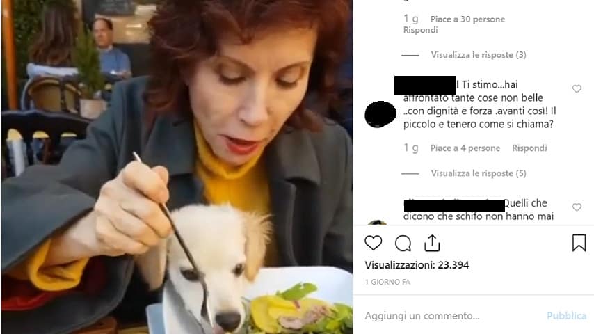 Alda D'Eusanio e il cane su Instagram