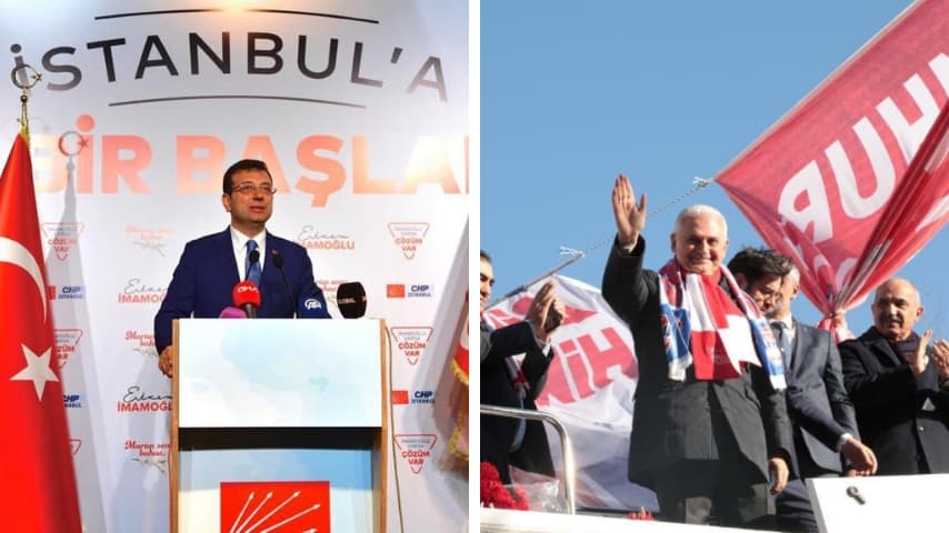 I due candidati a Istanbul. A destra Ekrem Imamoğlu, a sinistra Binali Yildirim. Immagini: Ekrem Imamoğlu/Facebook; Binali Yildirim/Twitter
