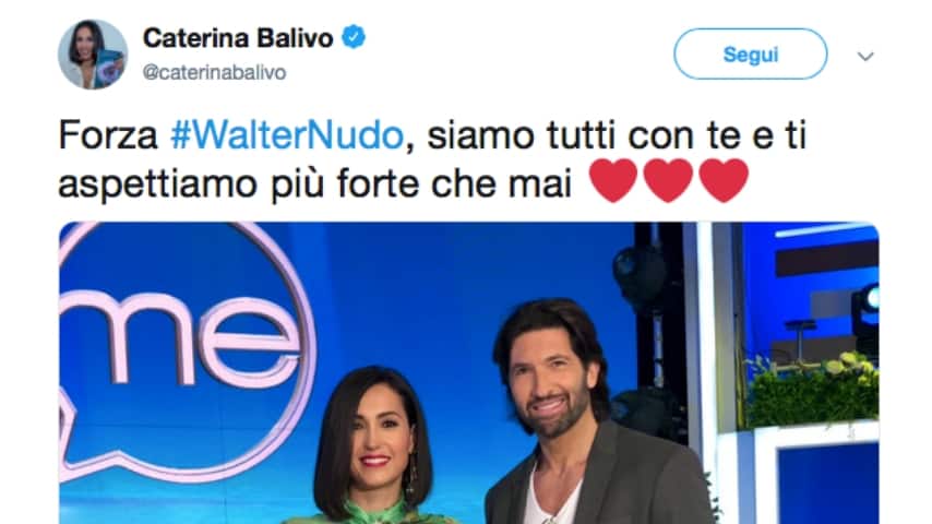 Il messaggio di Caterina Balivo su Twitter. Fonte: Caterina Balivo/Twitter