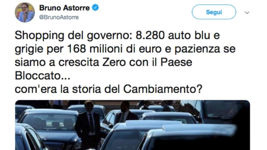 Il post di Bruno Astorre, senatore PD, su Twitter. Fonte: Bruno Astorre/Twitter