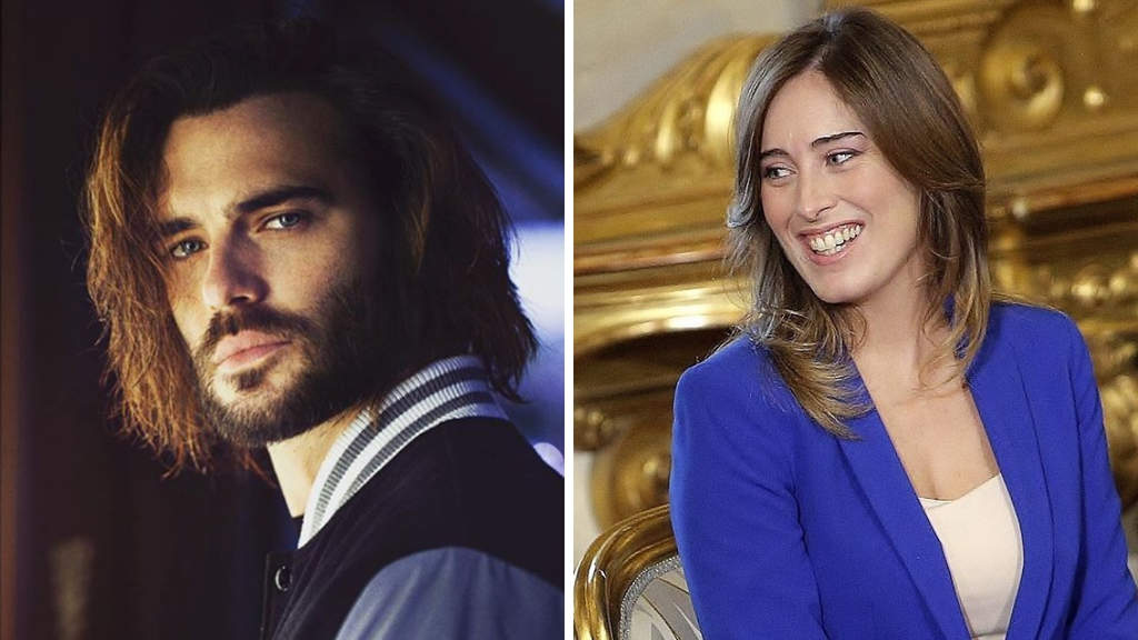 Maria Elena Boschi in compagnia di Giulio Berruti al Salone del Mobile