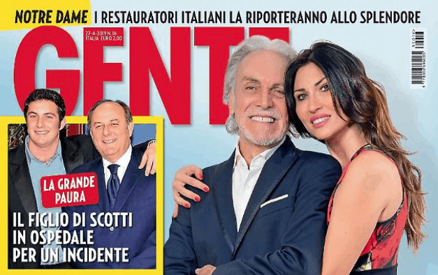 La copertina del settimanale Gente con Gerry Scotti e il figlio