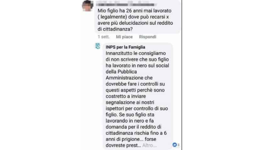 commento inps reddito cittadinanza