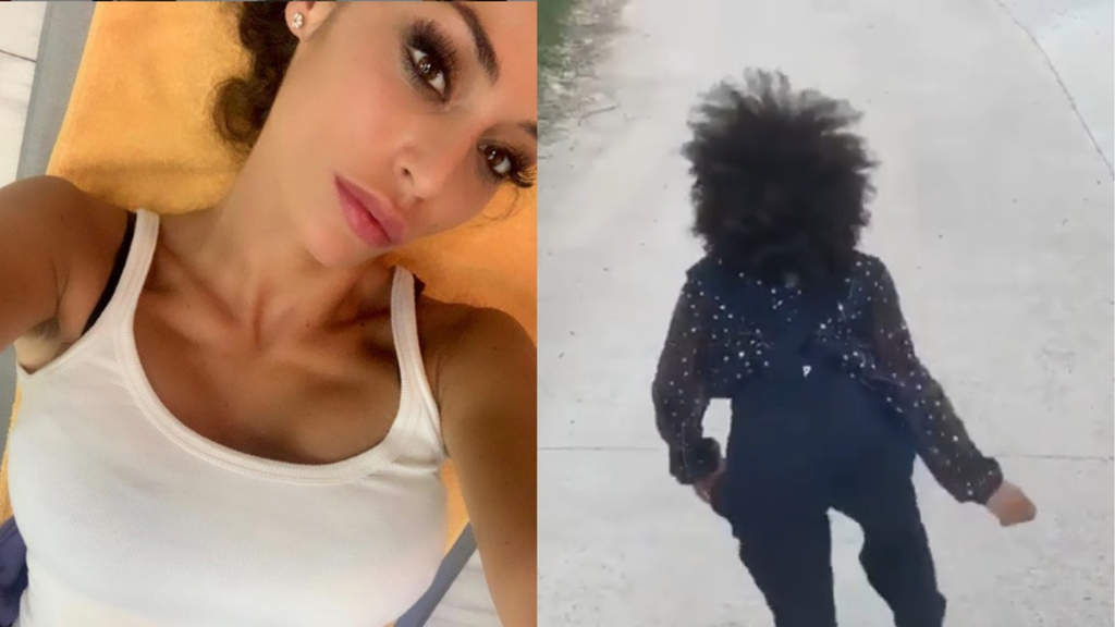 raffaella fico dall'altro e accanto uno screenshot della figlia pia mentre la imita