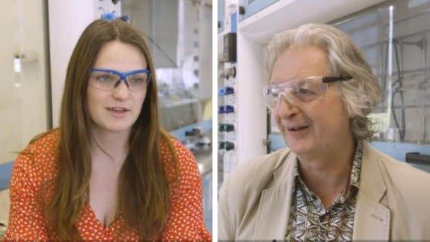La specializzanda Kirsty Smitten e il professor Jim Thomas stanno lavorando ai composti per neutralizzare i superbatteri (Foto University of Sheffield)