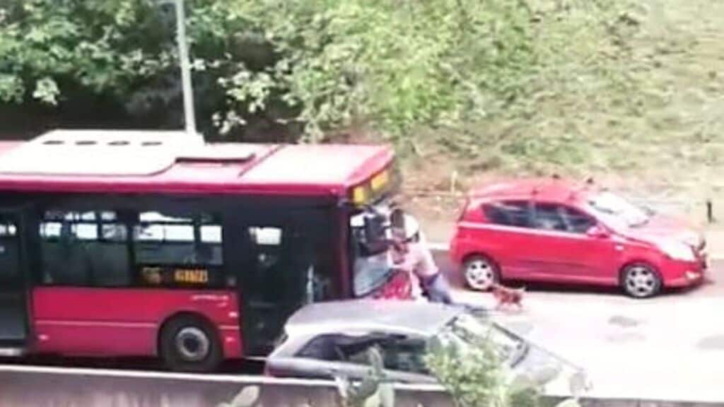 autobus dell'atac tenta di investire un pedone a roma