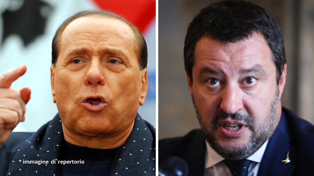 Silvio Berlusconi e Matteo Salvini, primi piani