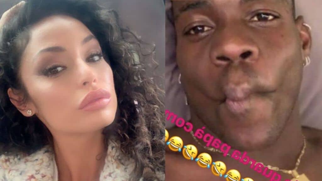 primo piano di raffaella fico e mario balotelli che fa una smorfia