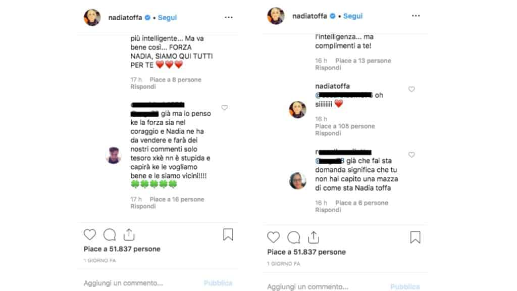 post instagram di nadia toffa