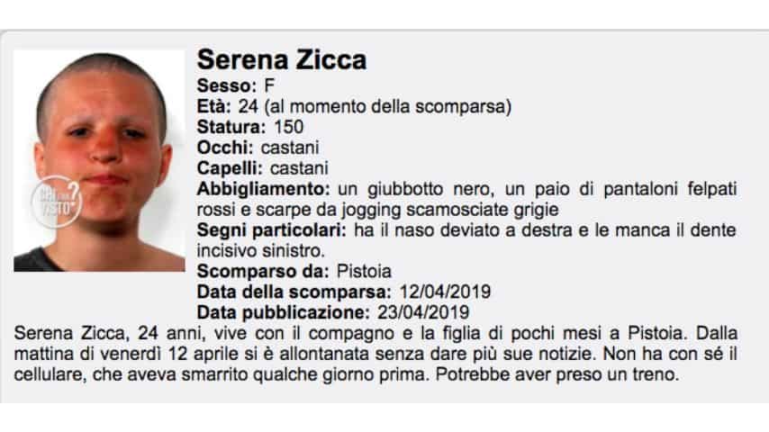 scheda chi l'ha visto? di serena zicca