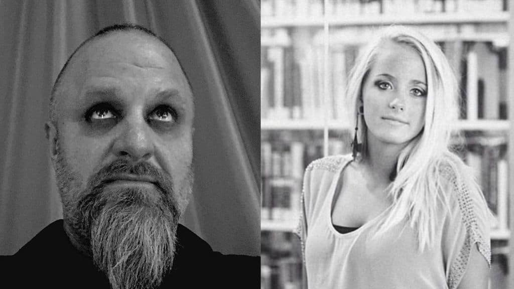 primo piano di shawn crahan e mezzo busto della figlia gabrielle