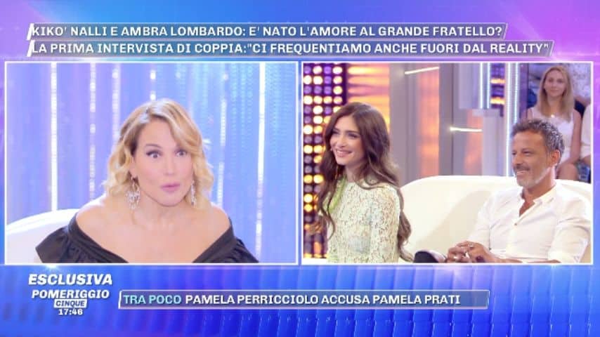 Ambra Lombardo e Kikò Nalli hanno aperto il loro cuore a Barbara D'Urso. Immagine: Puntata Pomeriggio Cinque