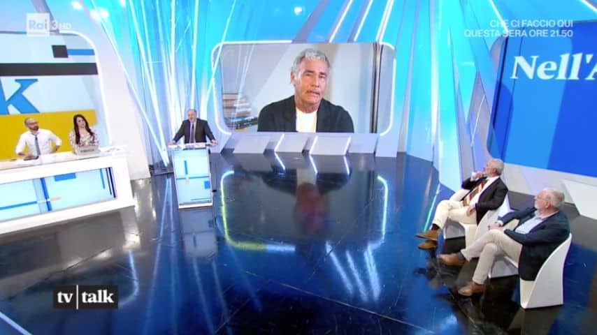Il collegamento dallo studio di Tv Talk. Immagine: Puntata di Tv Talk