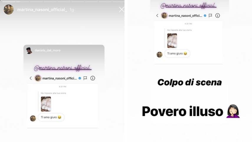 La storia più volte condivisa da Martina Nasoni e Daniele Dal Moro. Fonte: Instagram