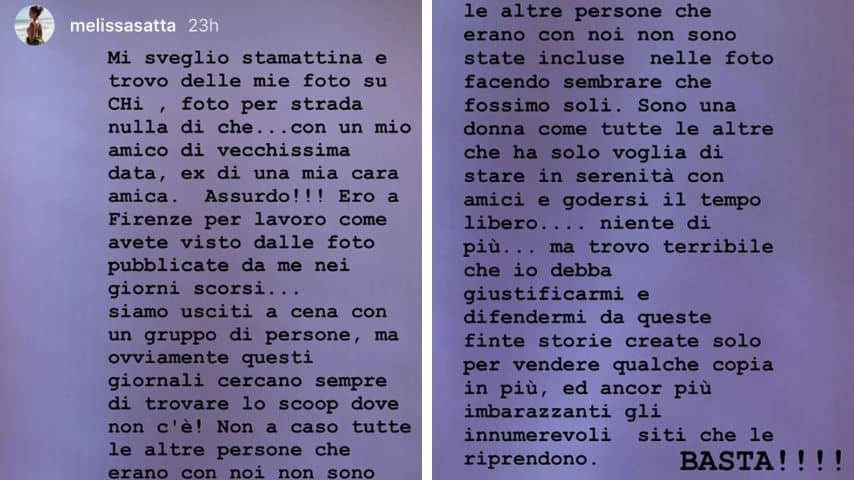 La storia pubblicata da Melissa Satta su Instagram. Immagine: Melissa Satta/Instagram