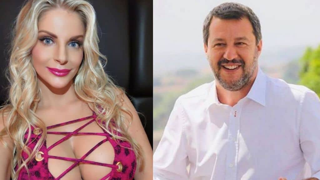 francesca cipriani a mezzo busto e matteo salvini a mezzo busto