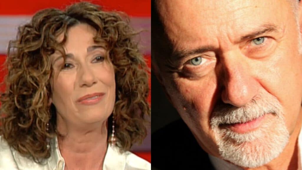 primo piano di roberta bellesini e primo piano di giorgio faletti
