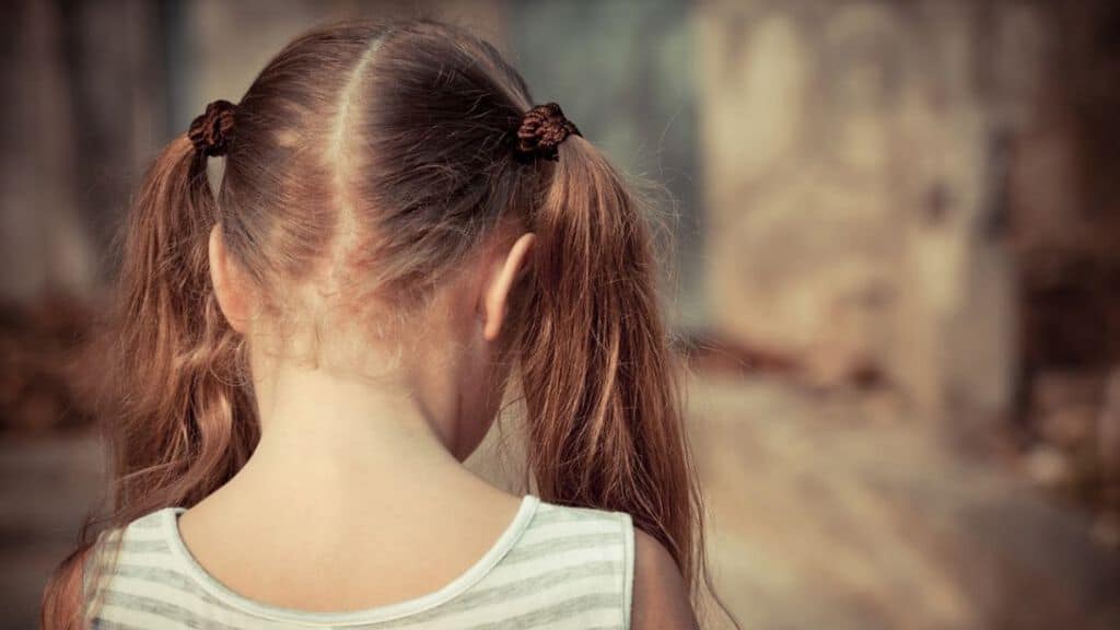 testa di una bimba di spalle con i codini