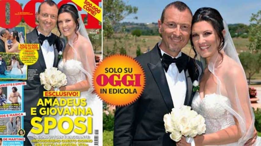 Amadeus e Giovanna Civitillo, la foto esclusiva delle nozze. Fonte: Settimanale Oggi