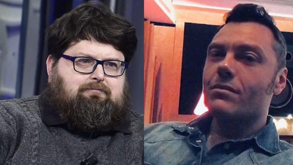 mario adinolfi in primo piano e tiziano ferro