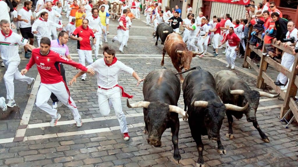 tori che corrono nella corsa di pamplona