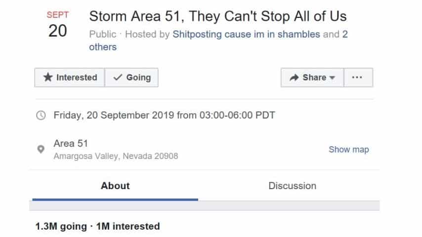 Evento Storm Area 51 su Facebook