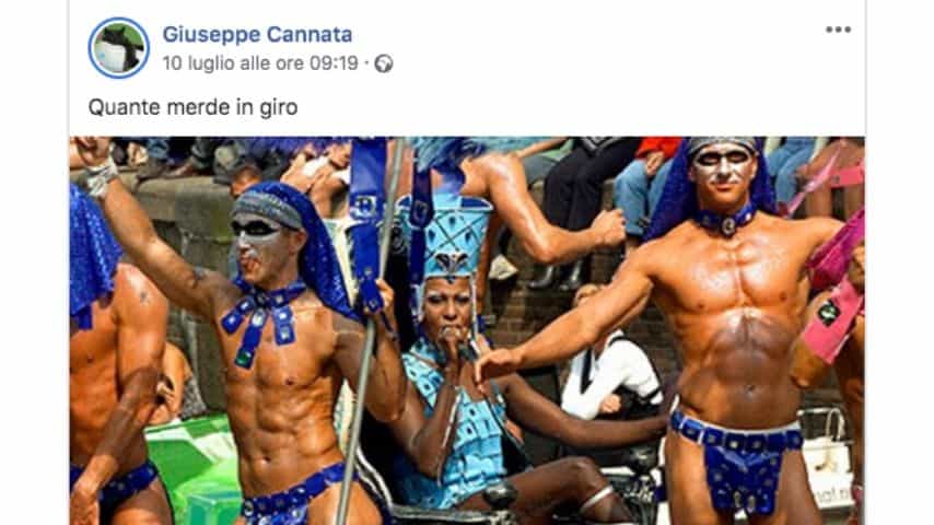 Uno dei post su Facebook di Giuseppe Cannata, il consigliere comunale di Vercelli, contro i gay