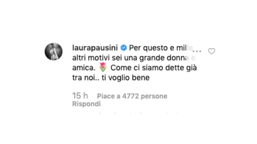 Il commento di Luara Pausini sotto il post di Elisa