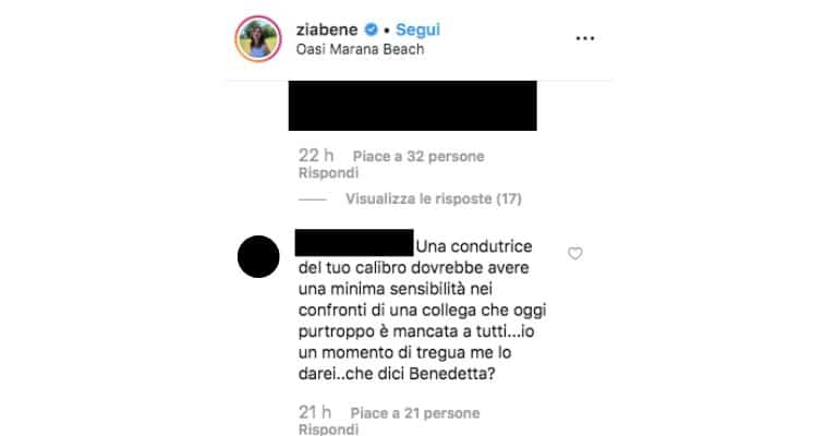 Benedetta Parodi criticata dopo aver postato una sua foto ieri senza ricordare Nadia Toffa